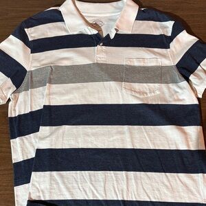 St. John's Bay Navy, White, and Gray Striped Polo